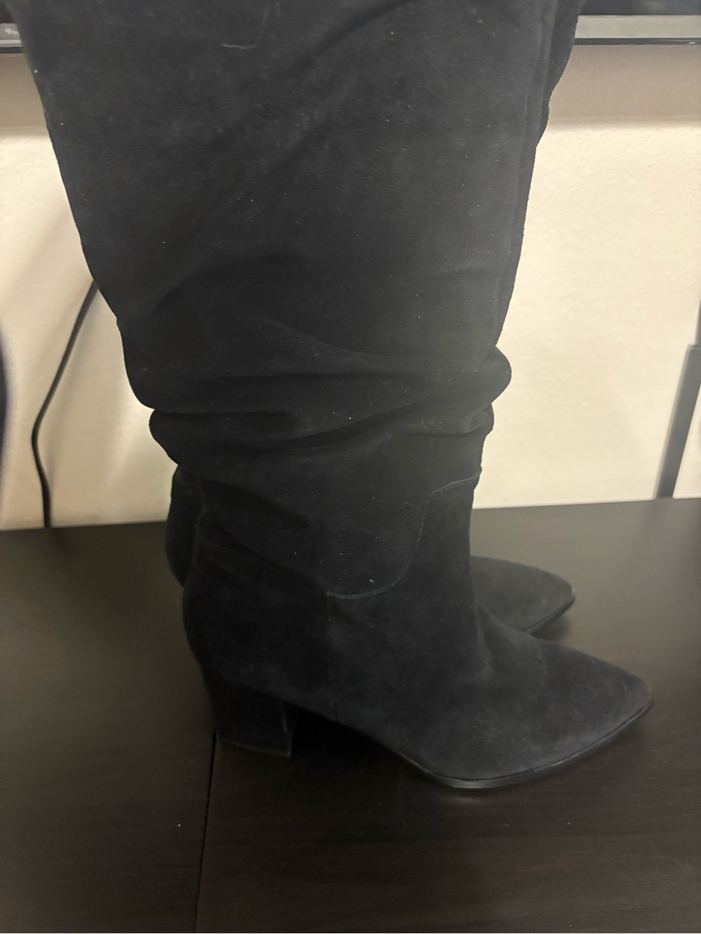 Saks Fifth Avenue - Classic Black Suede Knee-High Boots